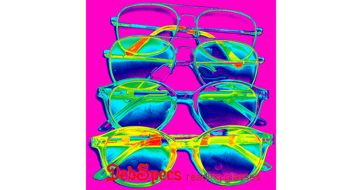 reading glasses with colorful lens tints in orange, yellow, blue or purple