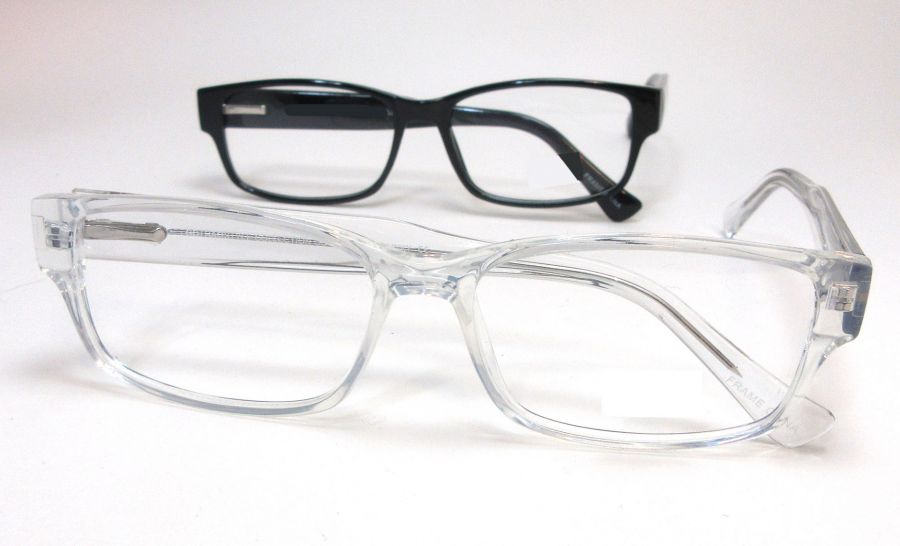 super popular, super large mens reading glasses in black or see through frame